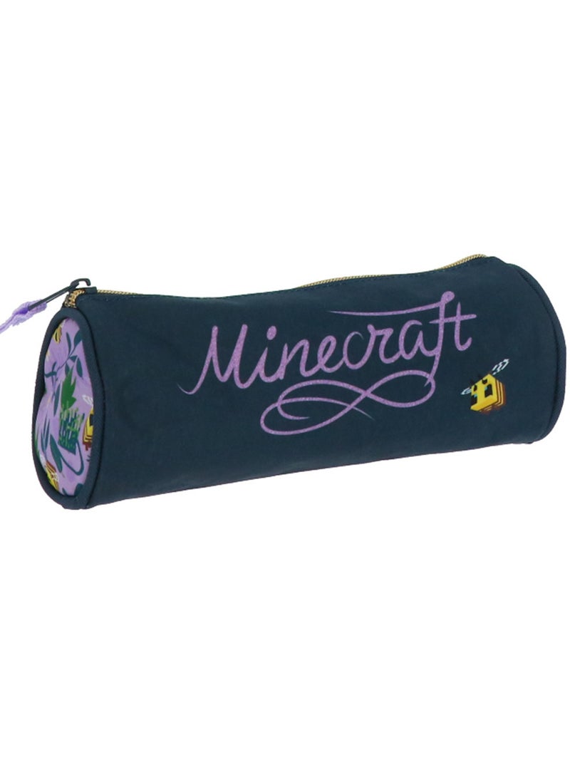 Rond pennenzak textiel Minecraft motief Creeper bloemen Wit Violet Grijs - Kiabi