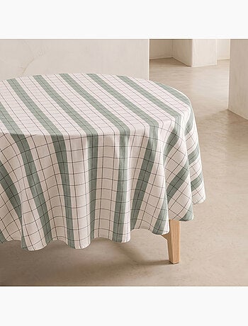 Rond tafelkleed met strepen en reliëf ruitpatroon - Gamusi.