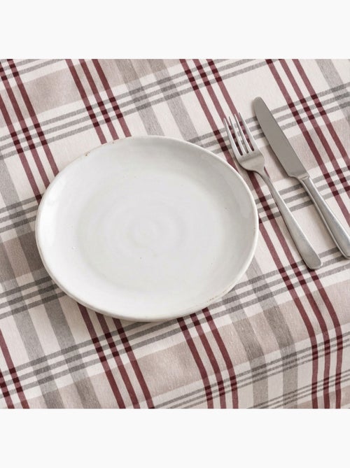 Rond vlekbestendig tafelkleed met tartandessin, natuurlijke touch en valling - Gamusi. - Kiabi Rond vlekbestendig tafelkleed met tartandessin, natuurlijke touch en valling - Gamusi. - Kiabi