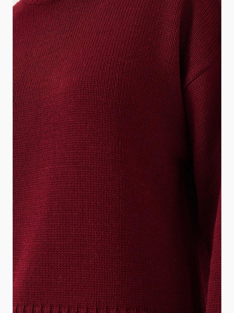 Ronde hals gebreide trui lucci Bordeauxrood - Kiabi