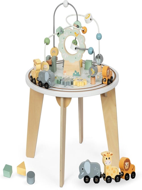 Ronde houten activiteitentafel met magnetische trein en kralenlanceerder voor kinderen vanaf +1jaar - Kiabi Ronde houten activiteitentafel met magnetische trein en kralenlanceerder voor kinderen vanaf +1jaar - Kiabi