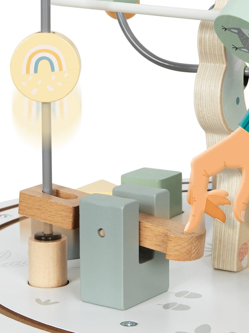 Ronde houten activiteiten­tafel met magnetische trein en kralenlanceerder voor kinderen vanaf +1jaar N.v.t. - Kiabi