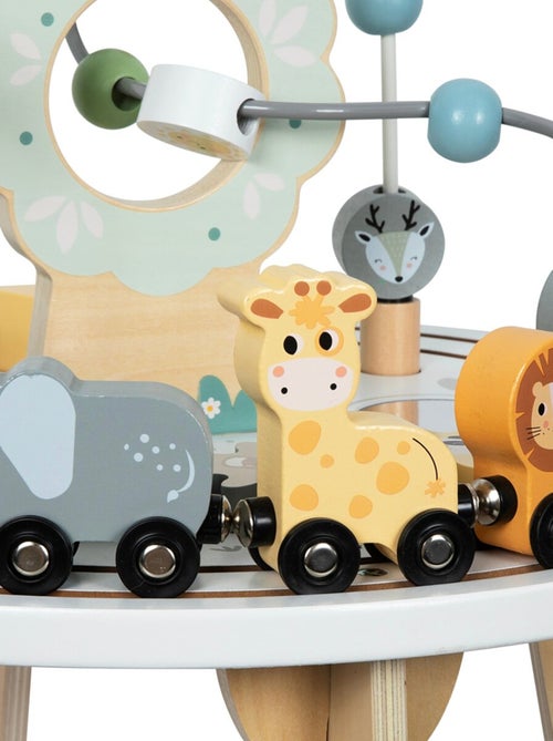 Ronde houten activiteitentafel met magnetische trein en kralenlanceerder voor kinderen vanaf +1jaar - Kiabi Ronde houten activiteitentafel met magnetische trein en kralenlanceerder voor kinderen vanaf +1jaar - Kiabi