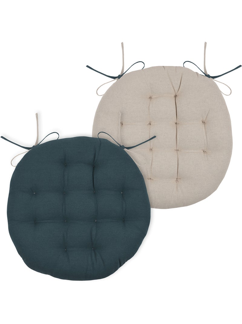 Ronde, tweekleurige stoelhoes Donkerblauw - Kiabi