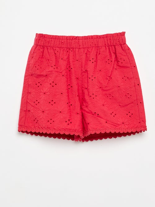 Rood short met broderie anglaise - Kiabi