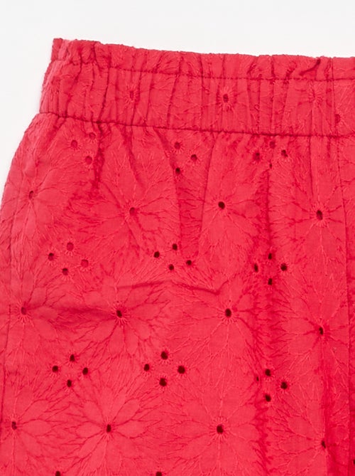 Rood short met broderie anglaise - Kiabi