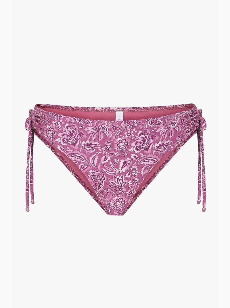 Rosa ring gebloemd bikinibroekje met middelhoge taille penti Wit Mauve - Kiabi