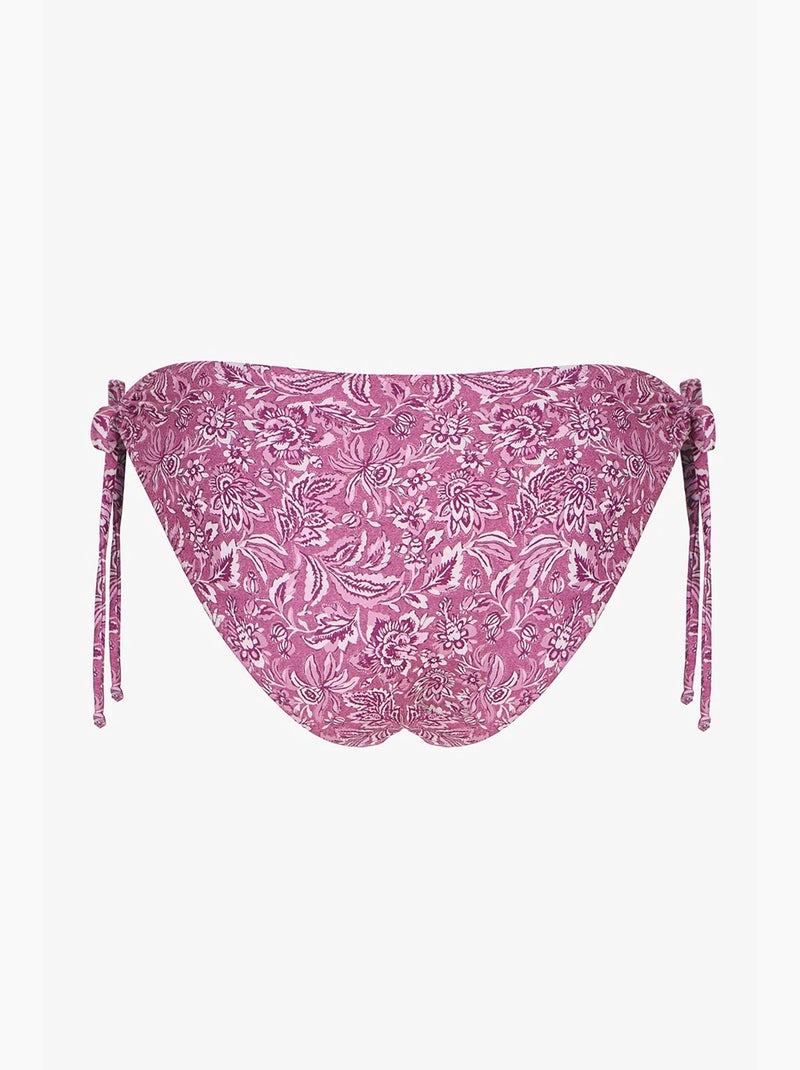 Rosa ring gebloemd bikinibroekje met middelhoge taille penti Wit Mauve - Kiabi