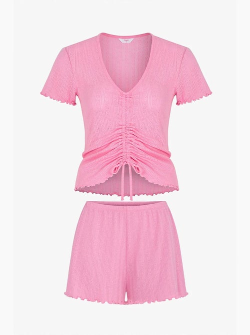 Rosalie pointel pyjamaset met korte mouwen en short penti - Kiabi Rosalie pointel pyjamaset met korte mouwen en short penti - Kiabi