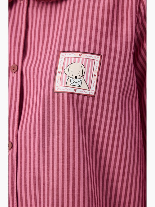 Rosy pyjamaset met overhemd met lange mouwen en broek penti - Kiabi Rosy pyjamaset met overhemd met lange mouwen en broek penti - Kiabi