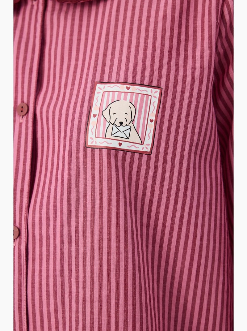Rosy pyjamaset met overhemd met lange mouwen en broek penti Oudroze - Kiabi