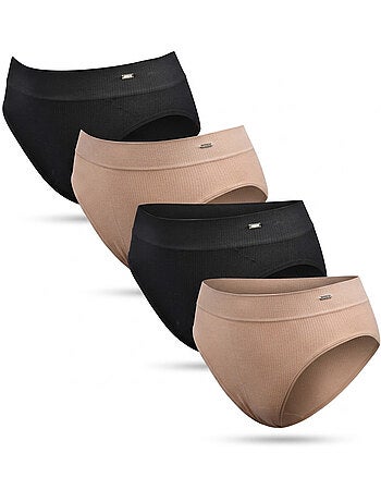 Roxy culottes seamless côtelées x4 - noir & chair