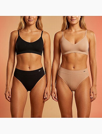 Roxy culottes seamless côtelées x4 - noir & chair