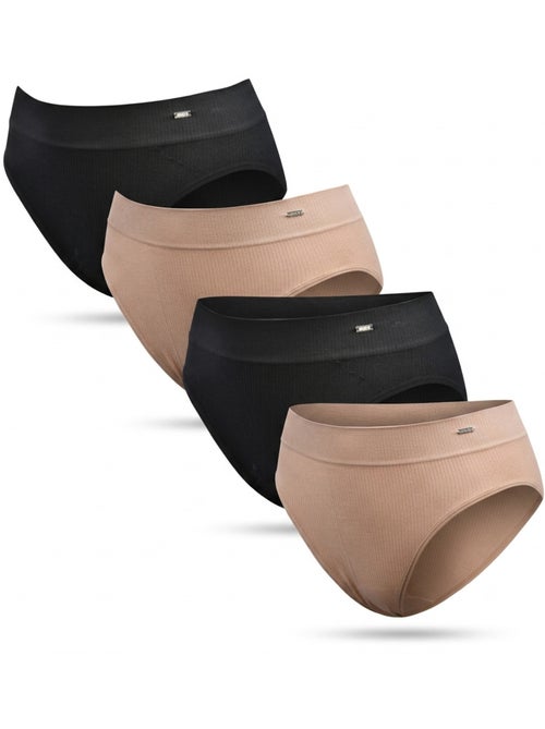 Roxy culottes seamless côtelées x4 - noir & chair - Kiabi