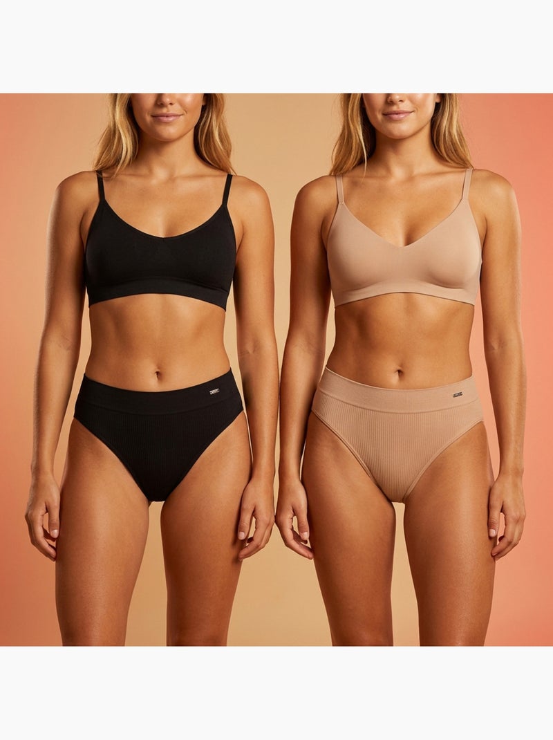 Roxy culottes seamless côtelées x4 - noir & chair Sable - Kiabi
