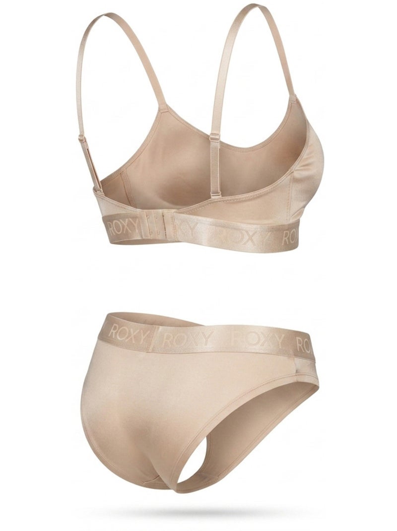 ROXY Ensemble Bralette Triangle Culotte Femme Modal Licence Officielle Beige - Kiabi