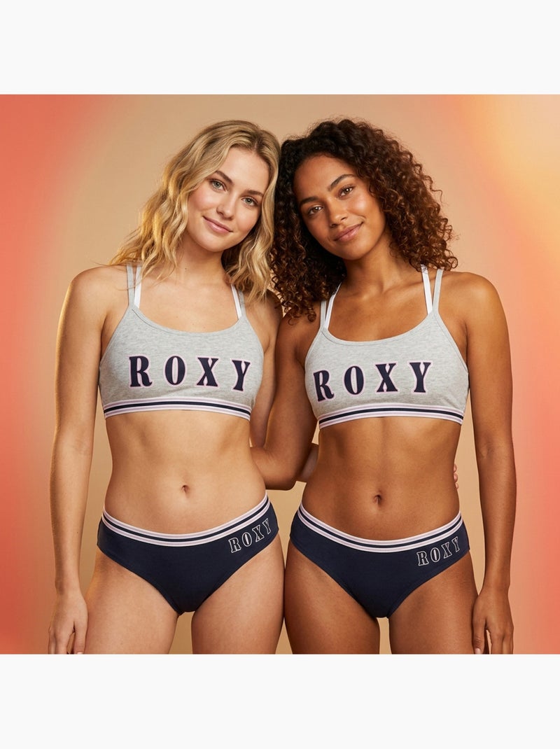 ROXY Set 2 meisjes sport-bh slip katoen officiële licentie Grijs Marineblauw - Kiabi