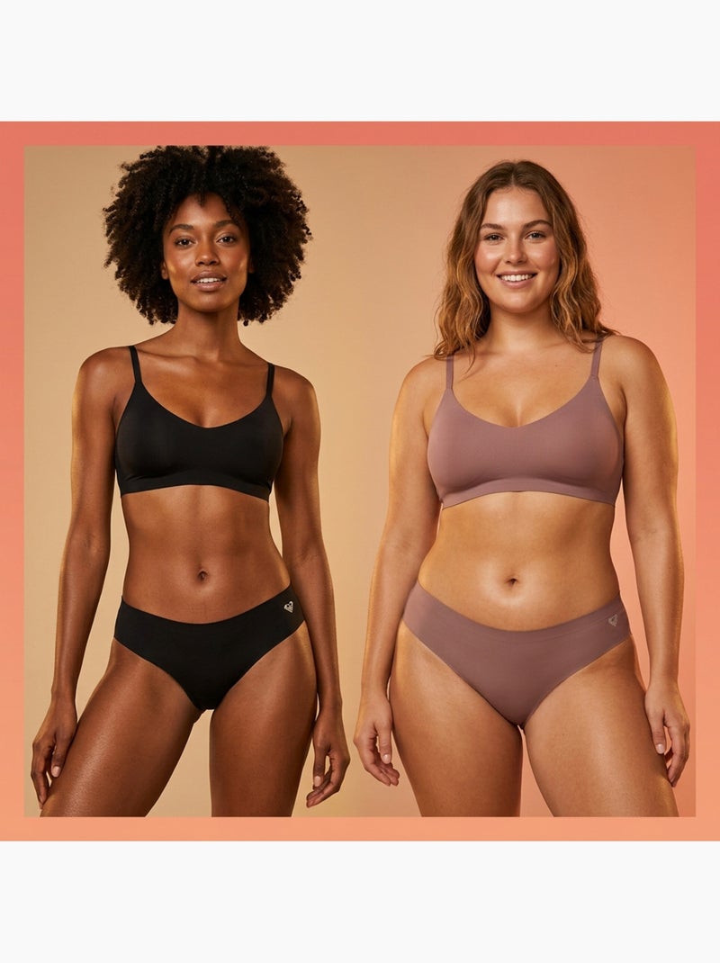 ROXY Slips Microvezel Onzichtbaar Lasersnede Set van 4 Mauve - Kiabi