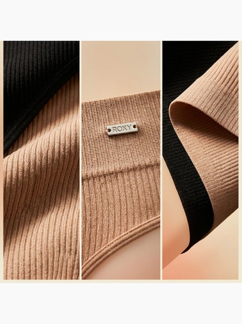 Roxy slips naadloos geribd 4-pack - zwart & huid - Kiabi