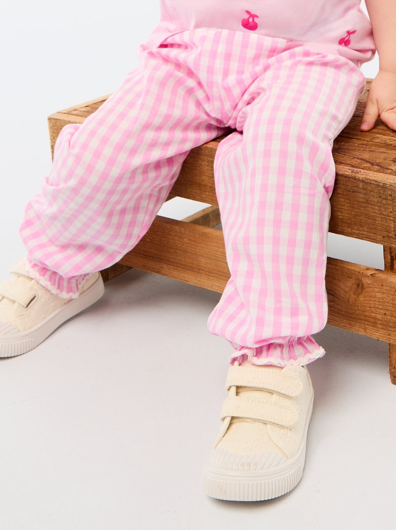 Roze vichybroek van katoenpopeline Rose - Kiabi