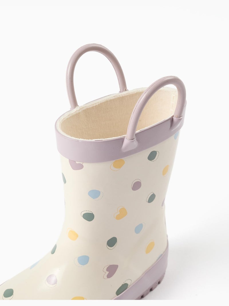 Rubberen laarzen met handvatten en stippenpatroon Lila-mauve - Kiabi