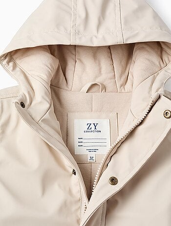 Rubberen parka met capuchon en jersey voering