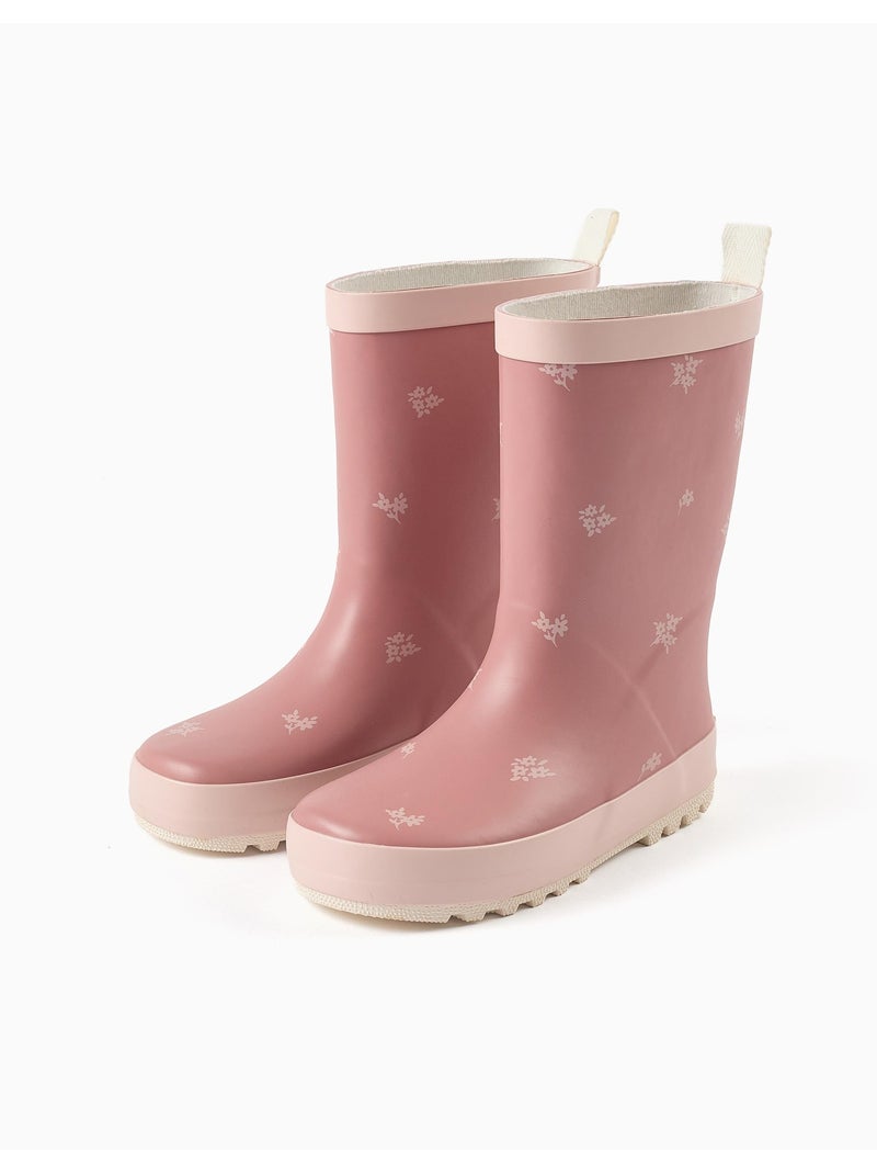 Rubberen regenlaarzen met bloemenprint Roze - Kiabi