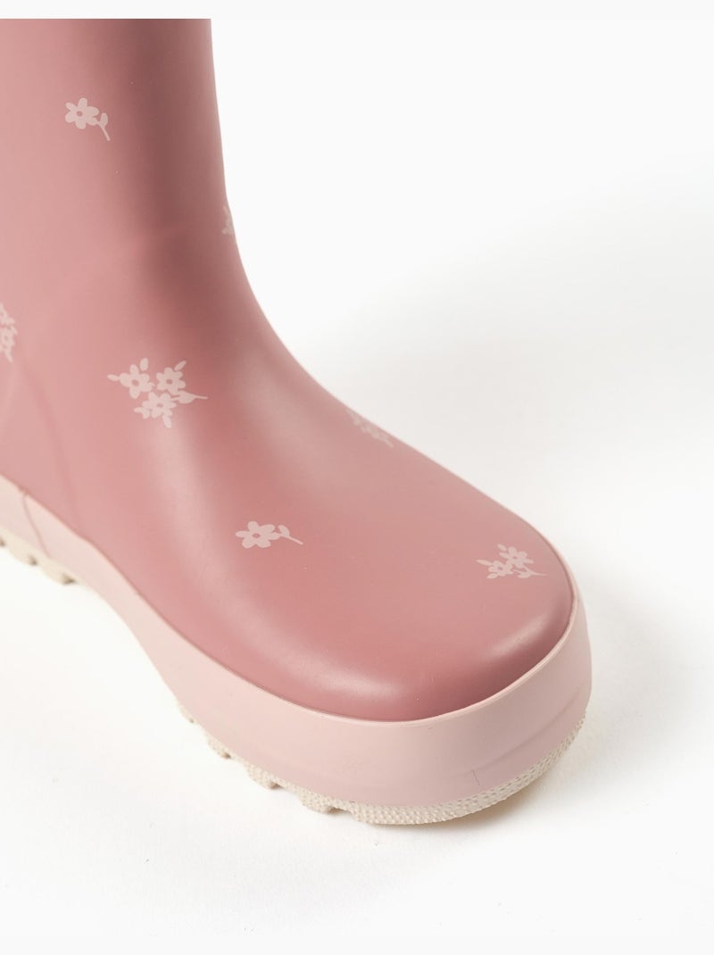 Rubberen regenlaarzen met bloemenprint Roze - Kiabi