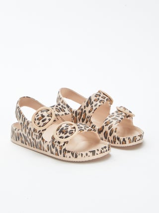 Rubberen sandalen met dubbel riempje