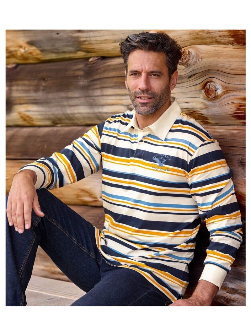 Rugby polo met borduursel  - ATLAS FOR MEN Ecru - Kiabi