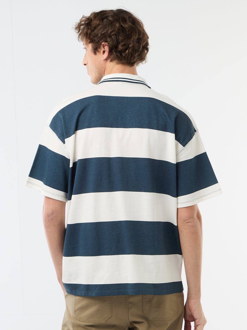 Rugby polo met korte mouwen Blauw - Kiabi