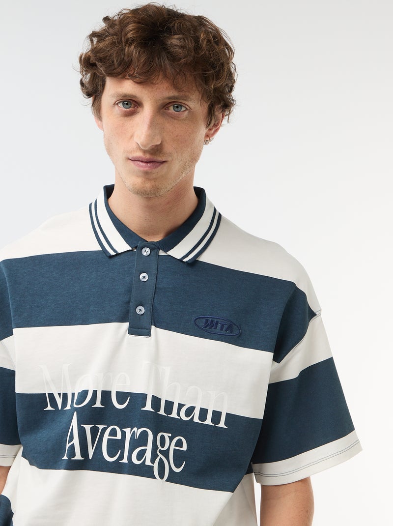 Rugby polo met korte mouwen Blauw - Kiabi