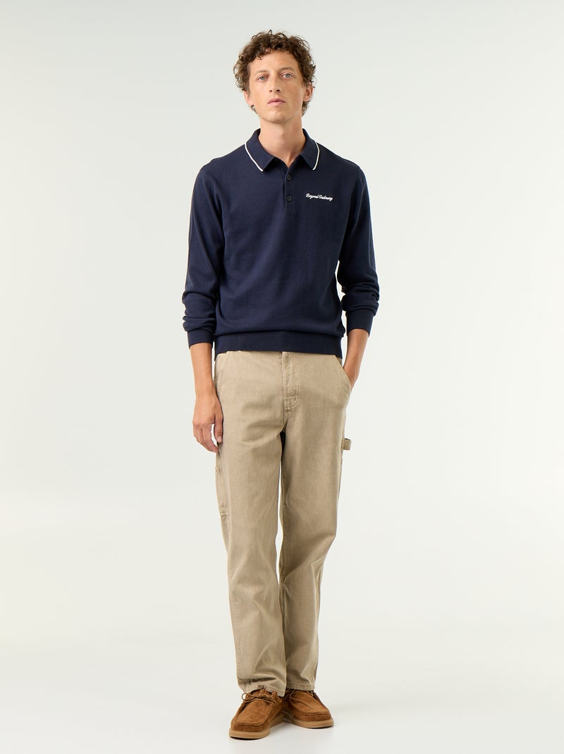 Rugbypolo met lange mouwen Blauw - Kiabi