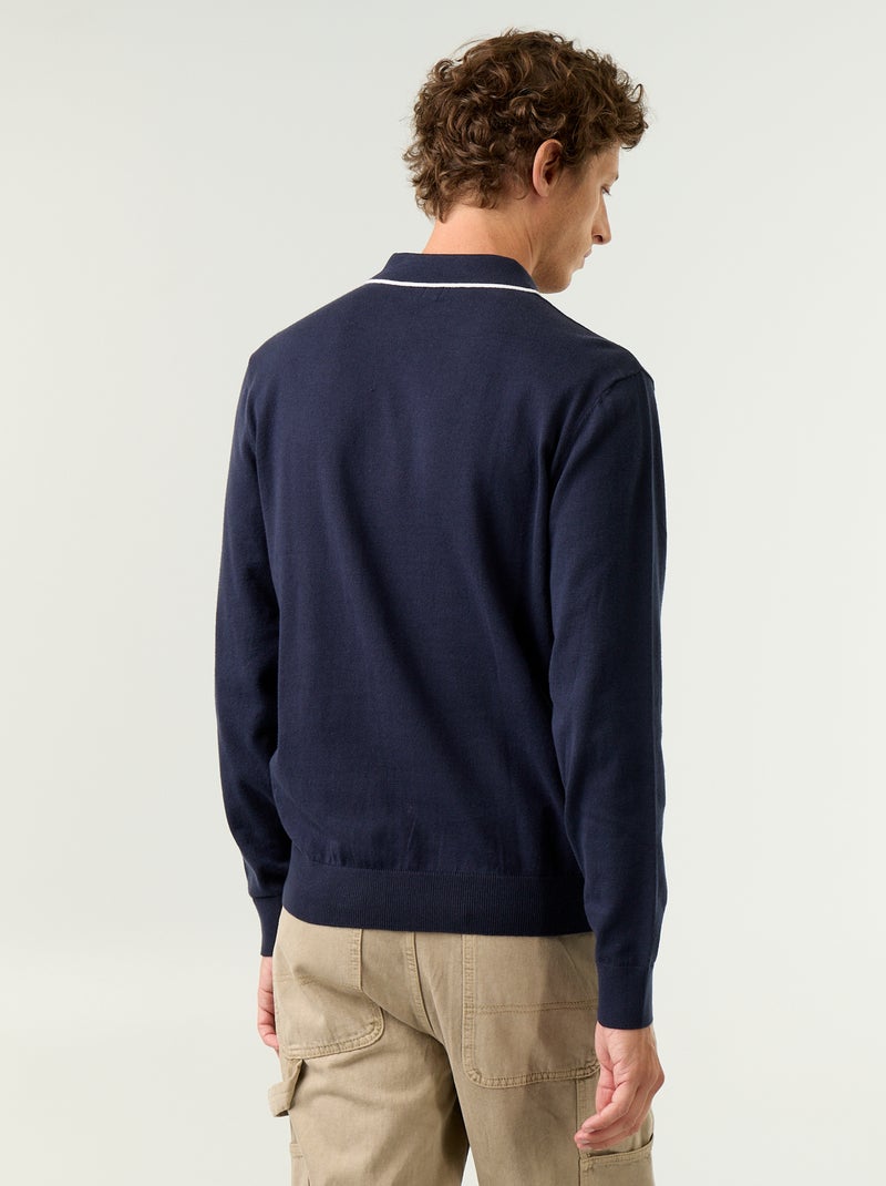 Rugbypolo met lange mouwen Blauw - Kiabi