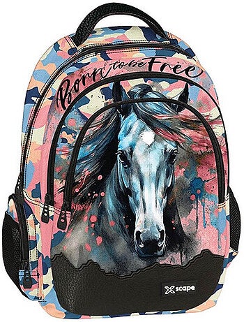 Rugzak 42 cm paard born to be free – 2 vakken met ritssluiting paard