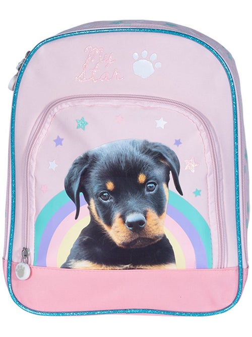 Rugzak bedrukt chiot van synthetische stof met bies met glitters Kid'Abord - Kiabi Rugzak bedrukt chiot van synthetische stof met bies met glitters Kid'Abord - Kiabi