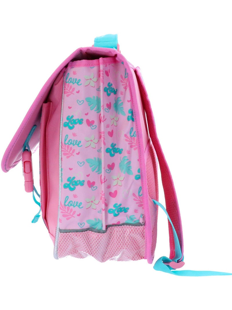 Rugzak écolier met klep Lilo & Stitch Angel 41 cm polyester Wit Roze Blauw - Kiabi