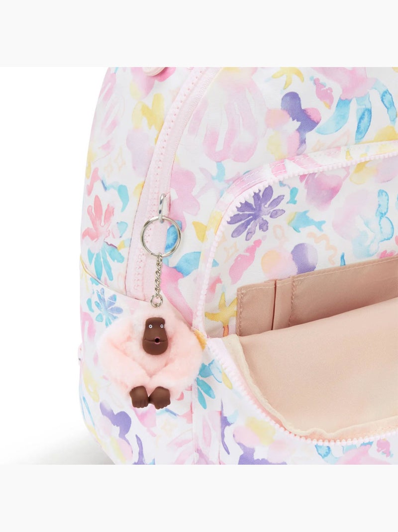 Rugzak Kipling Seoul S Aqua Sea 35 cm - met vak voor tablet Wit Roze Blauw - Kiabi