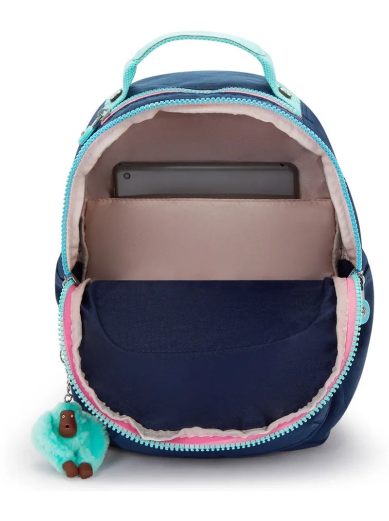 Rugzak Kipling Seoul S Resort Navy 35 cm - met vak protectrice voor tablet Blauw Roze - Kiabi