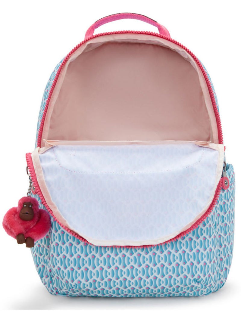 Rugzak met vak voor computer Kipling Seoul Lap 44 cm - Kleur Dreamy Geo Combo Blauw Roze - Kiabi