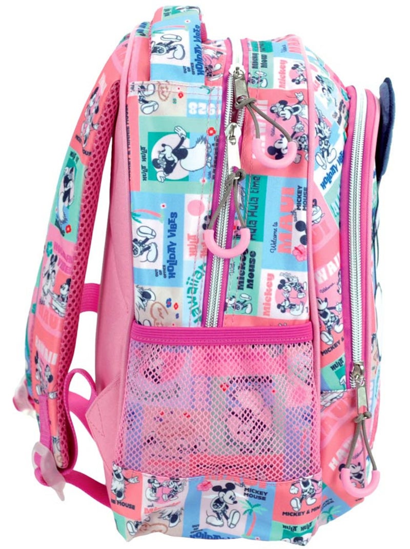 Rugzak Minnie stijl vintage 30 cm met vakken met ritssluiting Lichtblauw - Kiabi