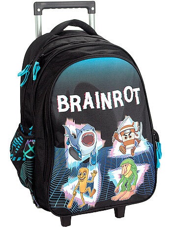 Rugzak op wieltjes 46 cm brainrot cmp met 2 vakken met ritssluiting