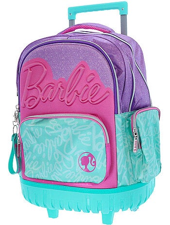 Rugzak op wieltjes Barbie 4 wieltjes met glitters 46 cm