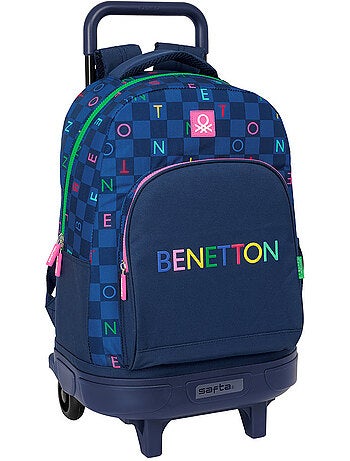 Rugzak op wieltjes Benetton Damero met wieltjes afneembaar 45x33x22 cm