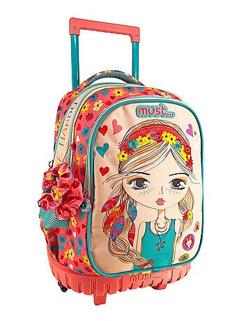 Rugzak op wieltjes Girl Flower Must Be Happy 45 cm Trolley