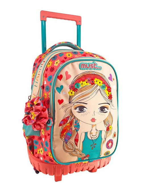 Rugzak op wieltjes Girl Flower Must Be Happy 45 cm Trolley - Kiabi Rugzak op wieltjes Girl Flower Must Be Happy 45 cm Trolley - Kiabi