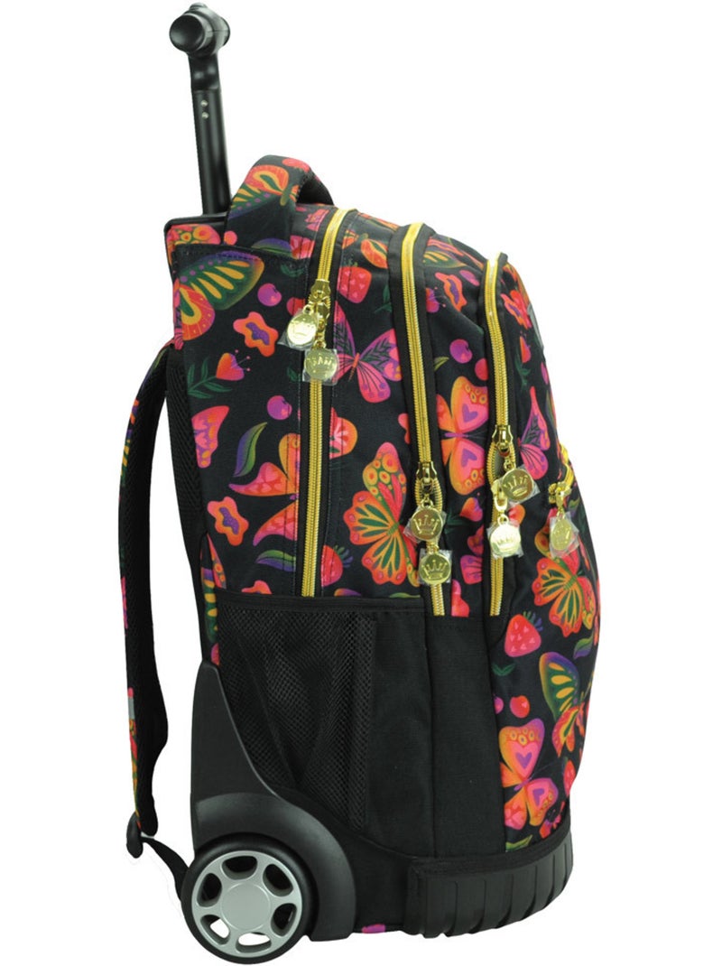 Rugzak op wieltjes 'Hallmark' – Trolley – 48 cm Zwart Roze - Kiabi