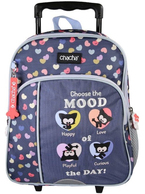 Rugzak op wieltjes 'Hond en Kat' – Chacha voor de kleuterschool - 1 vak – 30 cm - Kiabi