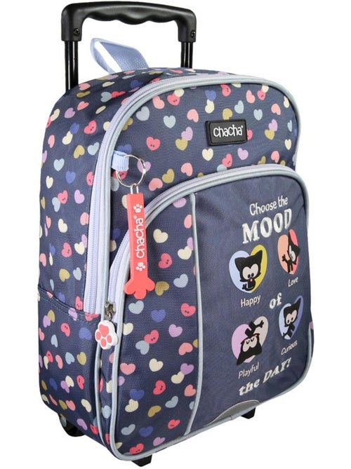 Rugzak op wieltjes 'Hond en Kat' – Chacha voor de kleuterschool - 1 vak – 30 cm - Kiabi