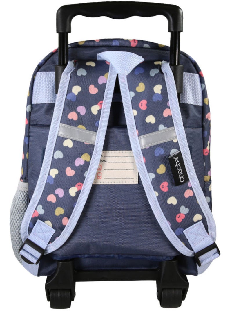 Rugzak op wieltjes 'Hond en Kat' – Chacha voor de kleuterschool - 1 vak – 30 cm Marineblauw - Kiabi